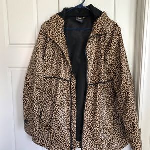 Leopard Print Lined Rain Jacket with Hood.